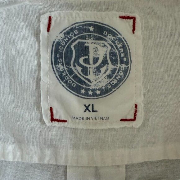 Vintage Dockers white button Down Long sleeve linen shirt size XL - Picture 4 of 12